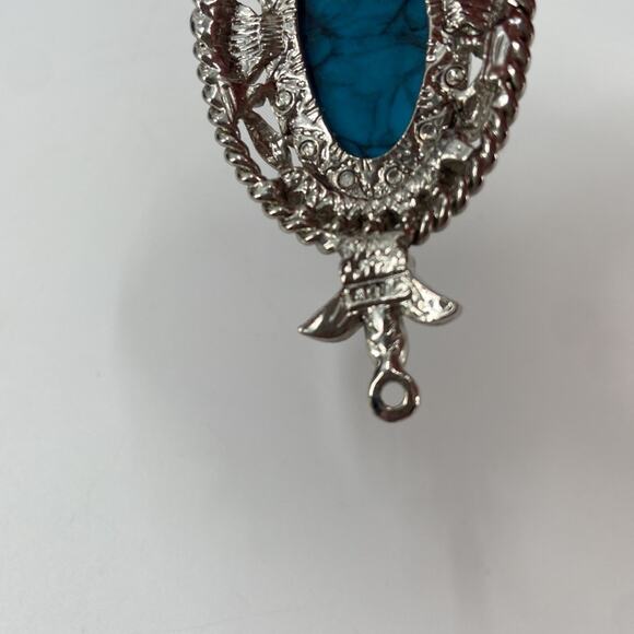 Vintage art faux turquoise and coral pendant - Picture 4 of 5